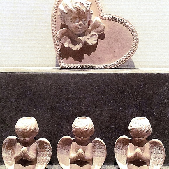 Candle Holder Set, Angel Home Decor, Set of 4 CandleHolders, Vintage Candle - Picture 7 of 14